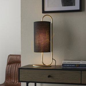 Stolní lampa Endon Klip ve staromosazném provedení s černým textilním stínidlem E27, 50 cm small 3