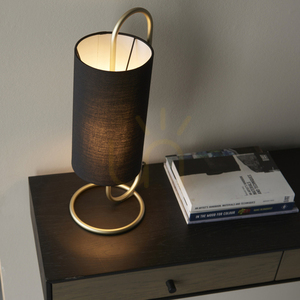 Stolní lampa Endon Klip ve staromosazném provedení s černým textilním stínidlem E27, 50 cm small 5