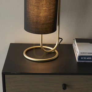 Stolní lampa Endon Klip ve staromosazném provedení s černým textilním stínidlem E27, 50 cm small 6