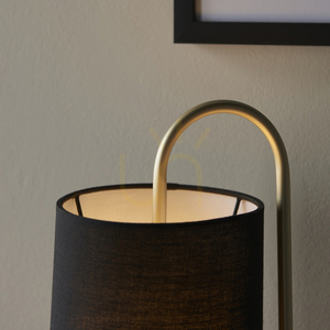 Stolní lampa Endon Klip ve staromosazném provedení s černým textilním stínidlem E27, 50 cm small 8