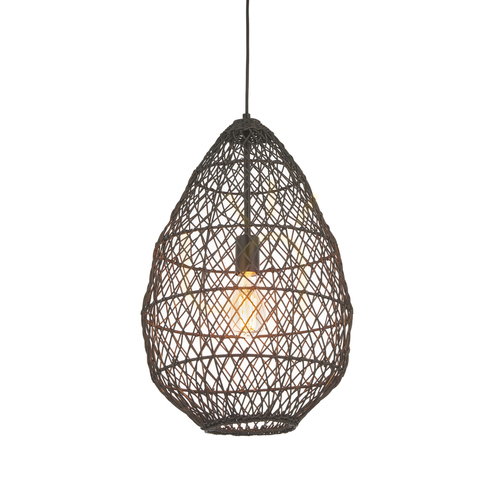 Kontrola Závěsné svítidlo Endon Pimva černé ratanové E27 1x10W D35 cm