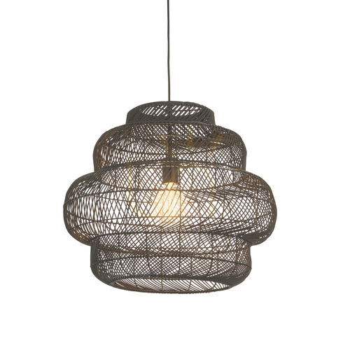 Kontrola Závěsné svítidlo Endon Tenoko černé ratanové E27 1x10W dimmable