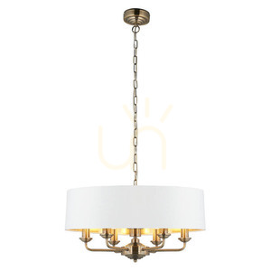 Závěsné svítidlo Endon Highclere 98933 6xE14 antická mosaz stínidla vintage white Ø55 cm 35-174 cm small 9