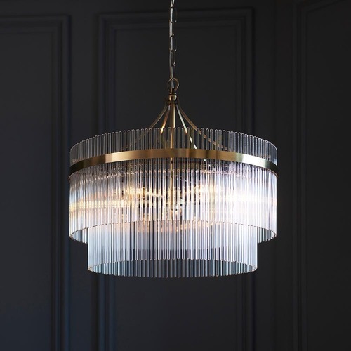 Kontrola Závěsné svítidlo Endon MARIETTA 5ramenné 99166, antická mosaz, skleněné tyčinky, 5 × E14 max 7 W, Ø 50 cm, 62–200 cm