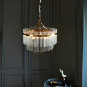 Závěsné svítidlo Endon MARIETTA 5ramenné 99166, antická mosaz, skleněné tyčinky, 5 × E14 max 7 W, Ø 50 cm, 62–200 cm small 5