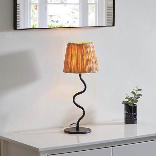 Kontrola Stolní lampa Endon Wriggle černá ratanová 45,7 cm