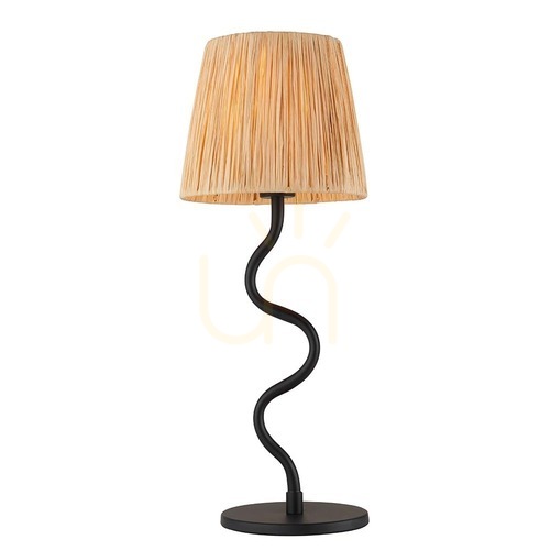 Kontrola Stolní lampa Endon Wriggle černá ratanová 45,7 cm