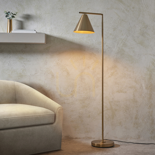 Kontrola Stojací lampa Endon Cape s nastavitelným ramenem, starožitná mosaz, E27, 102369