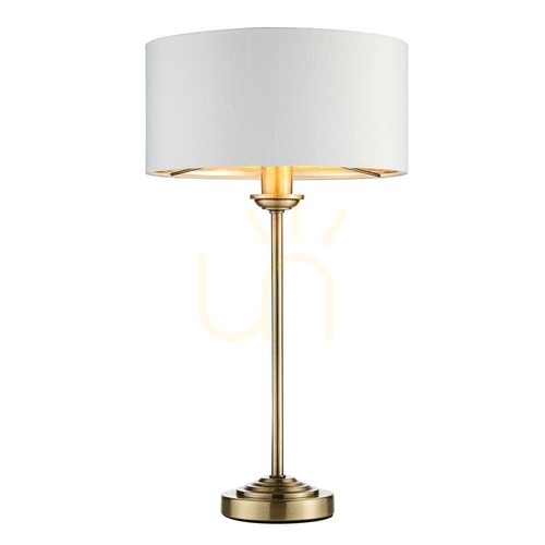 Kontrola Stolní lampa Endon Highclere, starožitná mosaz, vintage bílá, E14, 44,7 cm