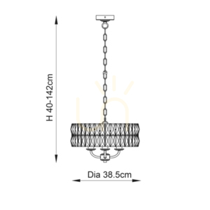 Závěsné svítidlo Endon Clifton 104466, leštěný nikl, broušené sklo, 3×E14 max 6 W, Ø38,5 cm small 2