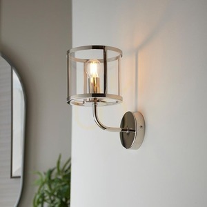Nástěnné svítidlo Endon Hopton 106003, lesklý nikl, čiré sklo, 1×E14 small 3