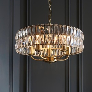 Závěsné svítidlo Endon CLIFTON 106244, 5 x E14 max. 6 W, broušené sklo, starožitná mosaz, ø50,5 cm small 3