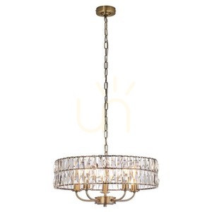 Závěsné svítidlo Endon CLIFTON 106244, 5 x E14 max. 6 W, broušené sklo, starožitná mosaz, ø50,5 cm small 9