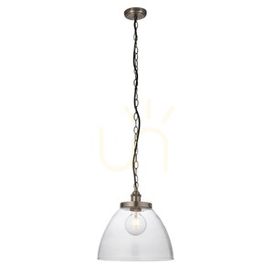 Závěsné svítidlo Endon Hansen Grand, starocínový kov a čiré sklo, E27, 33 cm small 1