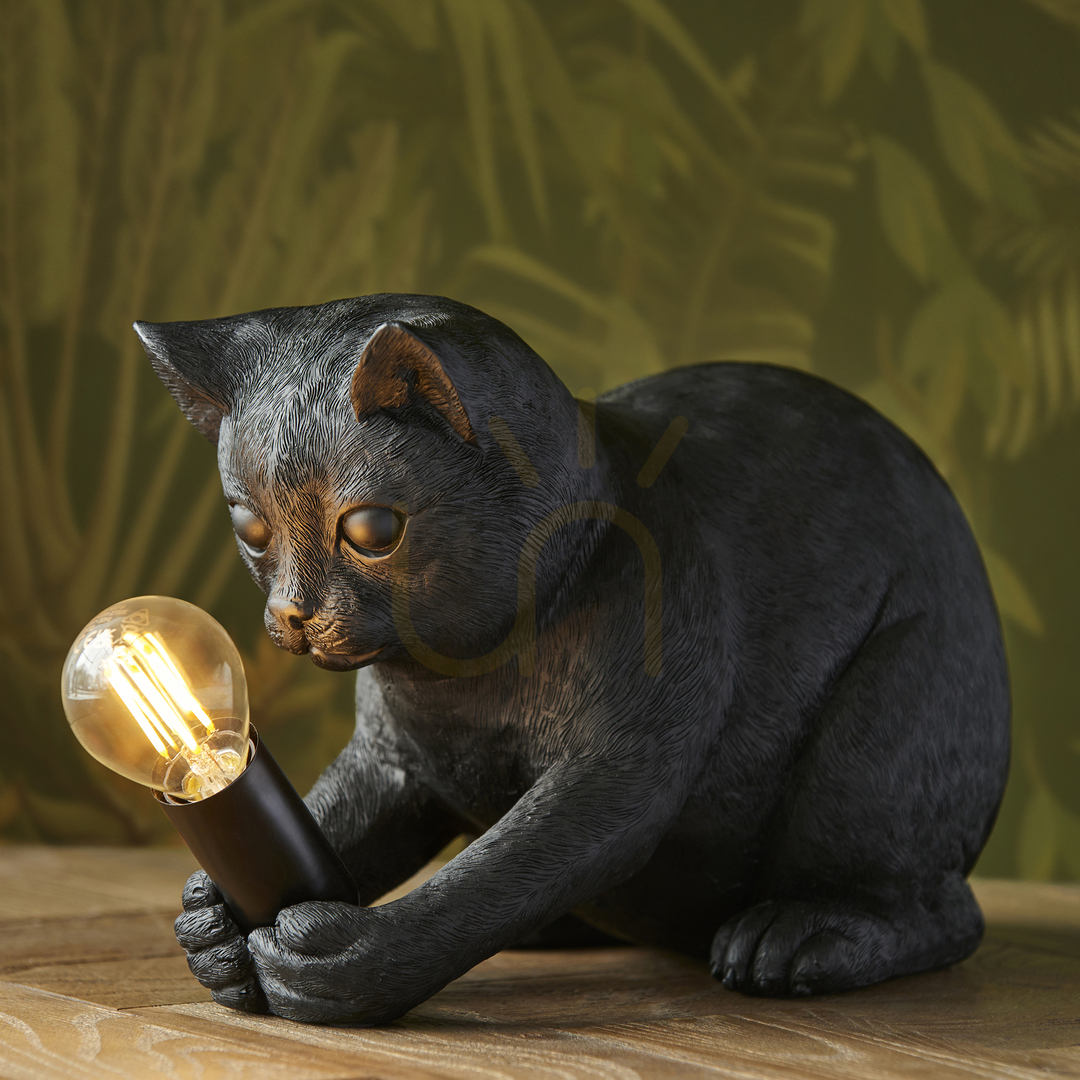 Zobrazit Stolní lampa Endon Kitten černá pryskyřice a ocel, E14 Stolní lampa Endon Kitten černá pryskyřice a ocel, E14