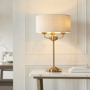 Stolní lampa Endon Highclere Brass, 3 světla, mosazná, E14 small 2