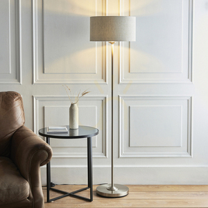 Stojací lampa Endon Highclere 112232, kartáčovaný chrom a přírodní len, E27, 150 cm small 1
