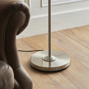 Stojací lampa Endon Highclere 112232, kartáčovaný chrom a přírodní len, E27, 150 cm small 6