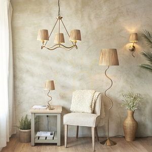 Stojací lampa Endon Wriggle Brass 3x E14, přírodní stínidla small 7