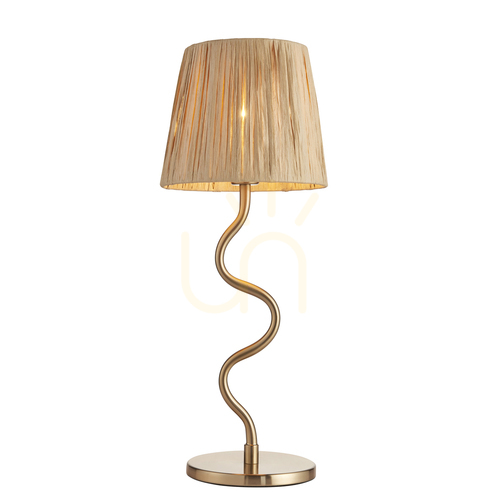 Kontrola Stolní lampa Endon Wriggle mosazná s přírodním stínidlem 45,7 cm
