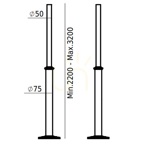 Kontrola Světelný sloup NORLYS, šedý (RAL 9006), 2,2–3,2 m, 1270AL