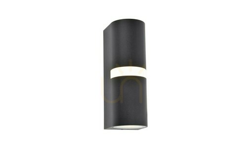 Kontrola Venkovní nástěnné svítidlo Lutec MIKA 5117201012, up/down 2 × GU10 max 14 W + LED pásek, IP54, matně černé, 19 × 7,9 × 6,8 cm