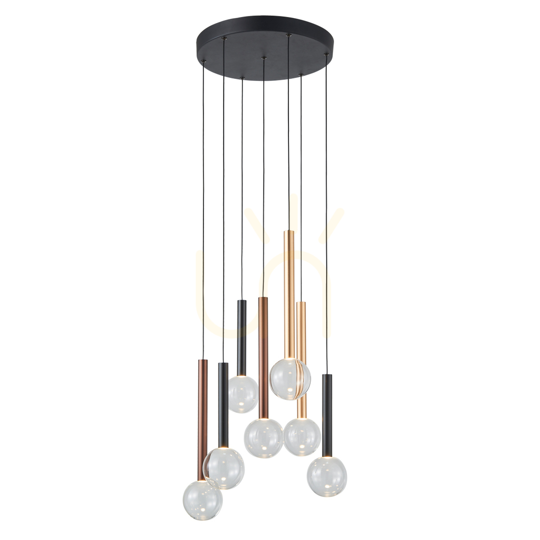 Kontrola Závěsné LED svítidlo Italux Alinos 7x 3000K černé PND-24019-7A-BK Závěsné LED svítidlo Italux Alinos 7x 3000K černé PND-24019-7A-BK