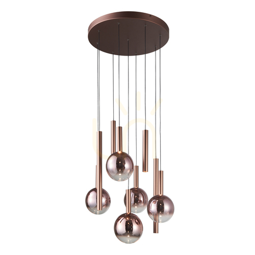 Kontrola Závěsné LED svítidlo Italux Camino 9x 54W měděné PND-24038-9A-COPP