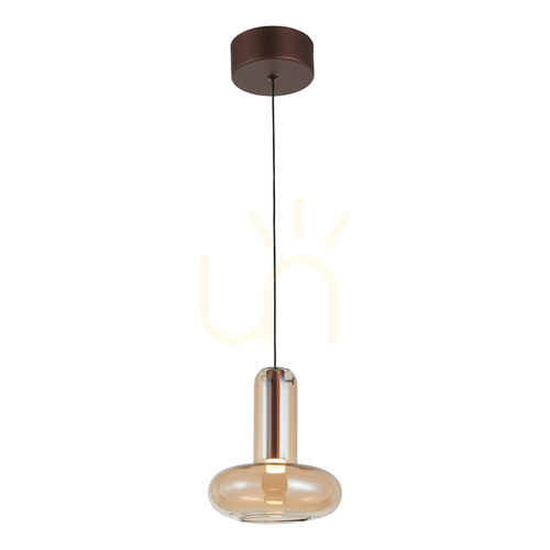 Kontrola Závěsné svítidlo Italux Carote LED měď jantarové sklo PND-24011-1-COPP