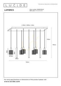 Závěsné svítidlo Lucide LAMBRES béžové 6xE27 140 cm 45410/09/41 small 8