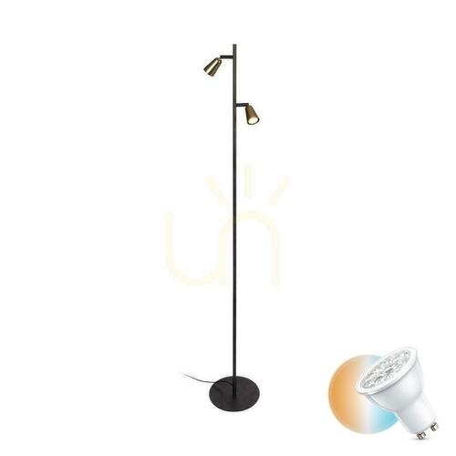 Kontrola Stojací lampa Lucide Tiana béžová černá kovová GU10 2x25W 151,2 cm