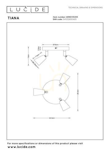Kontrola Šampaňské stropní svítidlo Lucide TIANA 65901/13/05 3×GU10 max. 25 W
