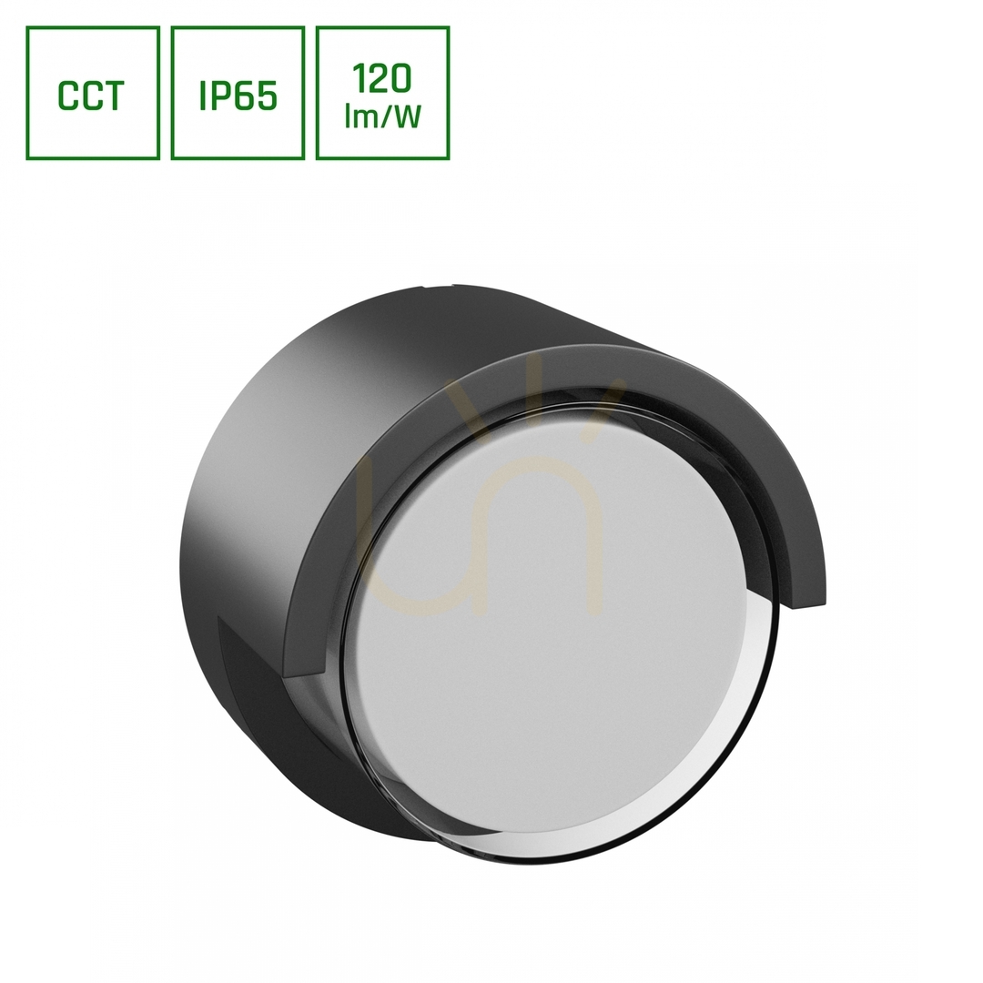 Kontrola Verto Round Edge 10W CCT venkovní nástěnné svítidlo 230V 160/120 St IP65 170 X100mm černá Verto Round Edge 10W CCT venkovní nástěnné svítidlo 230V 160/120 St IP65 170 X100mm černá