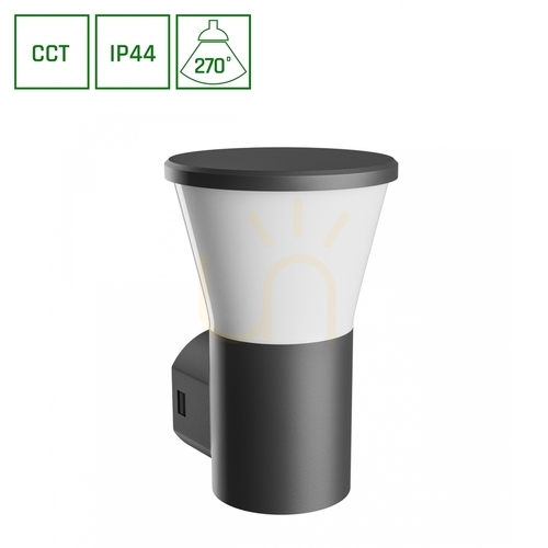 Kontrola Venkovní nástěnné svítidlo Stella Round Wall GU10 6W CCT 230V 270 St IP44 Ik08 155 X160 X230mm Černá kulatá fasáda.