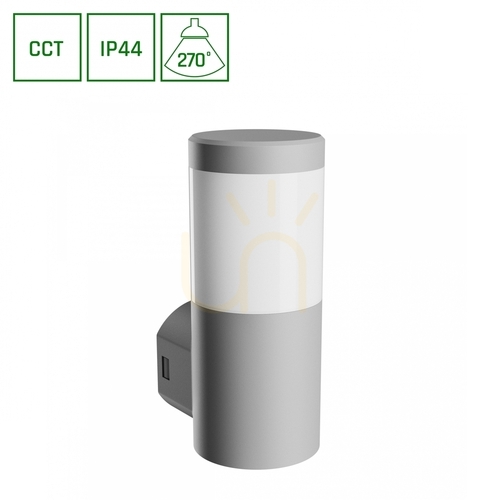 Kontrola Venkovní nástěnné svítidlo Stella Column Wall GU10 6W CCT 230V 270 St IP44 Ik08 100 X130 X245mm Grey Round Facade.