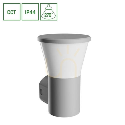 Kontrola Venkovní nástěnné svítidlo Stella Round Wall GU10 6W CCT 230V 270 St IP44 Ik08155 X160 X230mm Grey Round Facade.