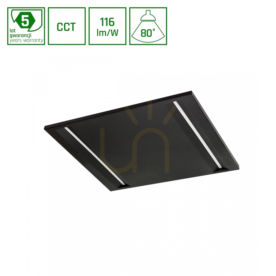 LED panel ALGINE Line 40W 3 CCT 230V 80 St IP20 600x600x15mm černý Ugr<16 Záruka 5 let