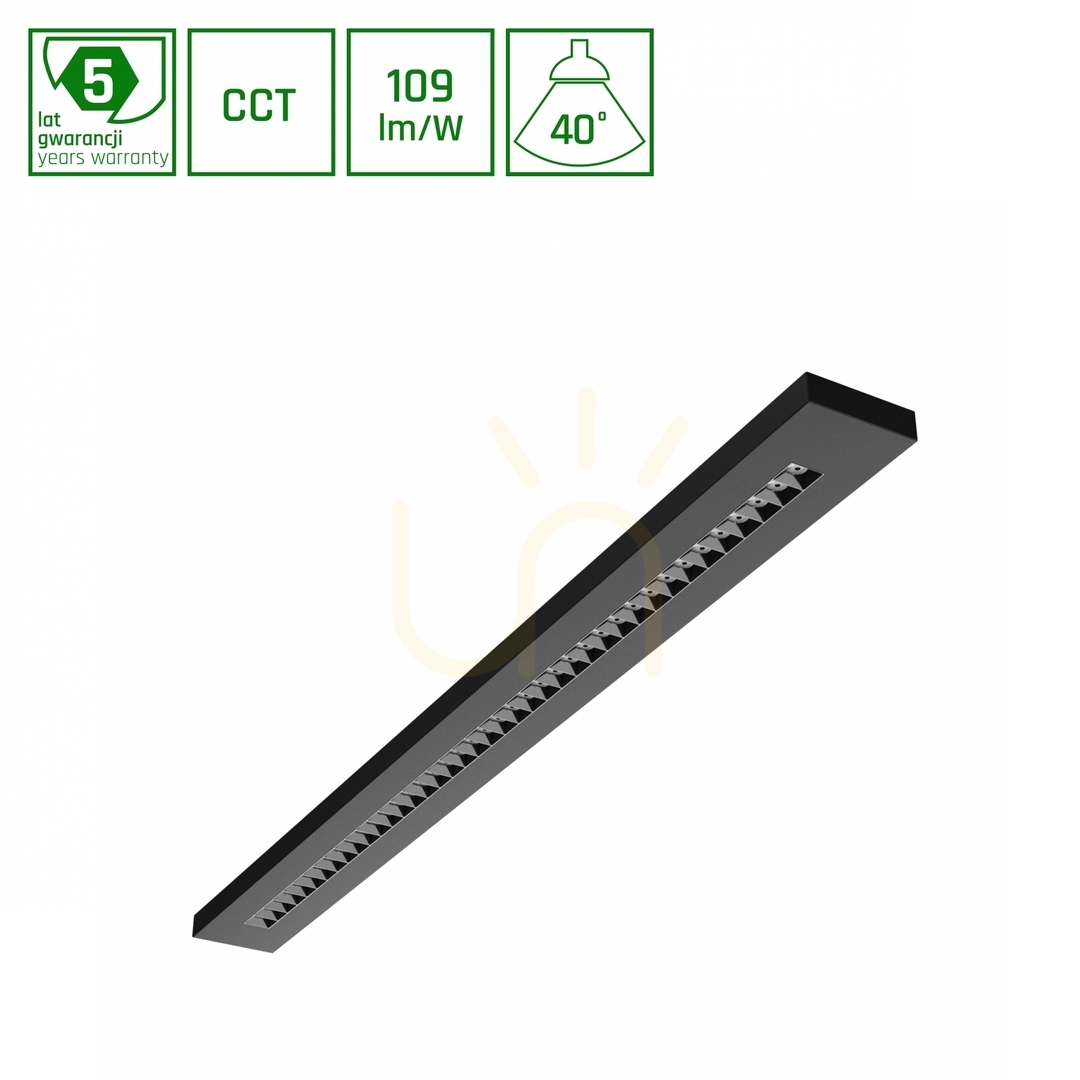 Kontrola Wld Plank 20 W/30 W/40 Watt CCT 230V 40° IP20 světelná lišta 1200 X100 X25 černá. Wld Plank 20 W/30 W/40 Watt CCT 230V 40° IP20 světelná lišta 1200 X100 X25 černá.