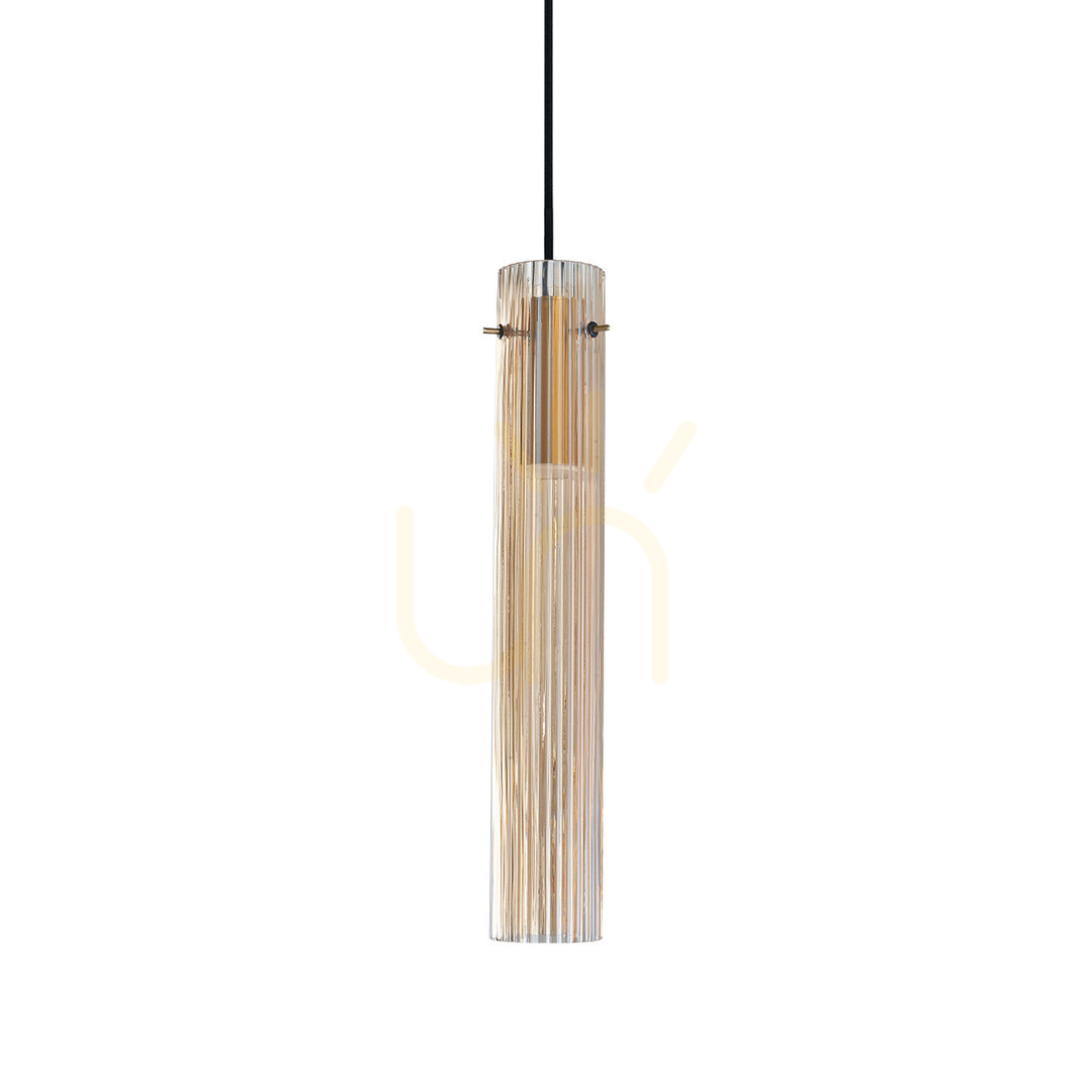 Pendellampa Ideallux FLAM 353890 mässing glas Ø6,6 cm