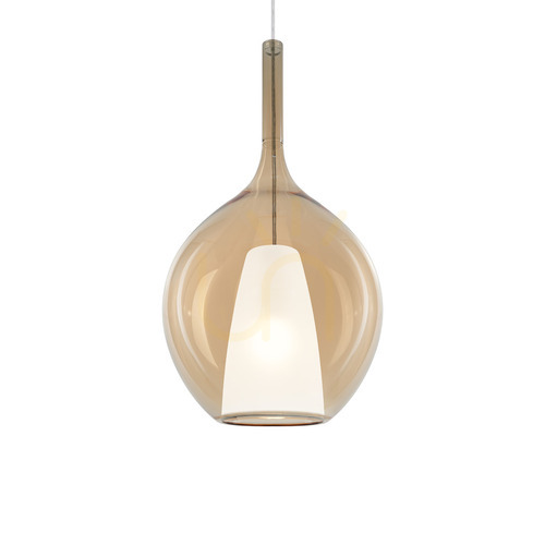 Kontrola Závěsné světlo Ideallux KALIQUE jantarové sklo chrom 28 cm 359632