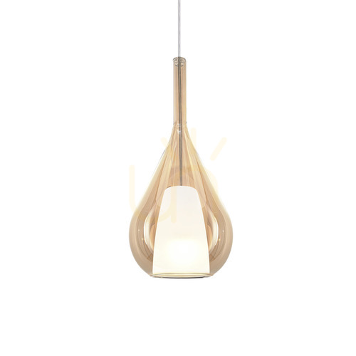 Kontrola Závěsná lampa Ideallux Kalique jantarová chrom 18 cm 360058
