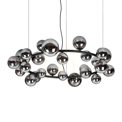 Kontrola Závěsné svítidlo Ideallux PERLAGE 363387 25xG9 kouřové sklo černé 103,5 cm