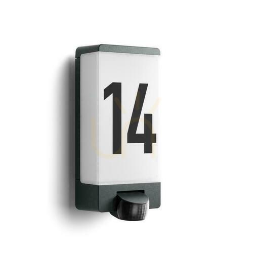Kontrola Fasádní svítidlo s čidlem pohybu a soumraku Steinel L 14 S PIR max.60W E27 IP44 IK03 230V antracit / nerezová ocel