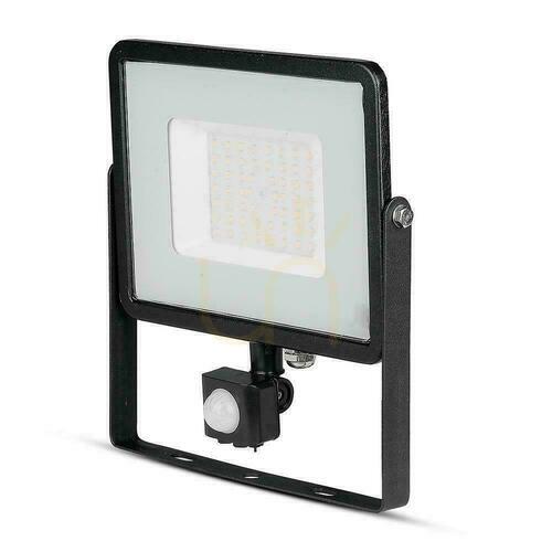 Kontrola V-TAC 50W SAMSUNG CHIP LED reflektor s funkcí vypnutí a zapnutí čidla pohybu černý VT-50-S-B 6400K 4000lm 5 let záruka