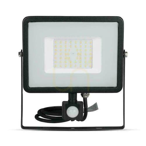 Kontrola V-TAC 50W SAMSUNG CHIP LED reflektor s funkcí vypnutí a zapnutí čidla pohybu černý VT-50-S-B 6400K 4000lm 5 let záruka