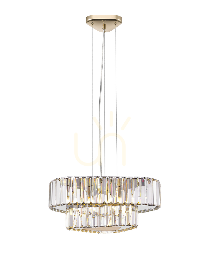 Kontrola HELIOS P0496-04G-F7AC Zlatá závěsná lampa 4xG9. HELIOS P0496-04G-F7AC Zlatá závěsná lampa 4xG9.