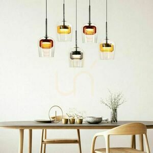 Závěsné svítidlo GLAXI 5×GX53 na černé liště 65 cm, barevná skleněná stínidla, Candellux 35-50434 small 1