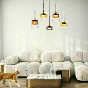 Závěsné svítidlo GLAXI 5×GX53 na černé liště 65 cm, barevná skleněná stínidla, Candellux 35-50434 small 3