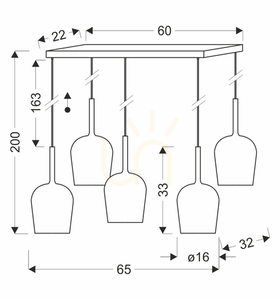 Závěsné svítidlo GLAXI 5×GX53 na černé liště 65 cm, barevná skleněná stínidla, Candellux 35-50434 small 4