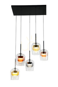 Závěsné svítidlo GLAXI 5×GX53 na černé liště 65 cm, barevná skleněná stínidla, Candellux 35-50434 small 0